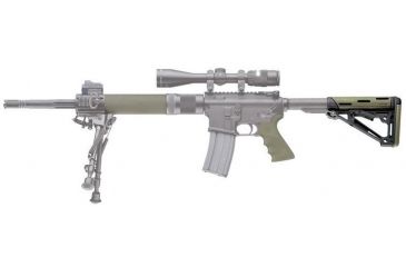 Image of HOGUE AR15/M16 Kit, Finger Groove Beavertail Grip and OverMold Collapsible Buttstock, Fits Mil-Spec Buffer Tube, OD Green Rubber 15256