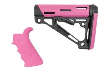 Image of HOGUE AR15/M16 Kit, Finger Groove Beavertail Grip and OverMold Collapsible Buttstock, Fits Mil-Spec Buffer Tube, Pink Rubber 15756
