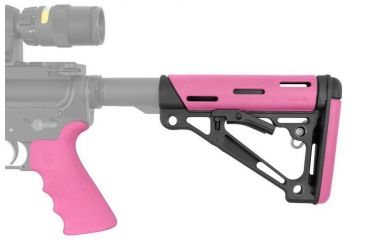Image of HOGUE AR15/M16 Kit, Finger Groove Beavertail Grip and OverMold Collapsible Buttstock, Fits Mil-Spec Buffer Tube, Pink Rubber 15756