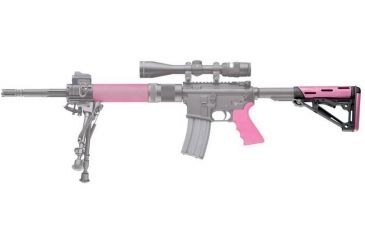 Image of HOGUE AR15/M16 Kit, Finger Groove Beavertail Grip and OverMold Collapsible Buttstock, Fits Mil-Spec Buffer Tube, Pink Rubber 15756