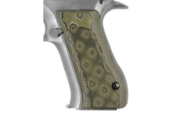 Image of Hogue Baby Eagle .40 / 9mm Jericho &amp; Uzi Eagle Checkered G-10 - G-Mascus OD Green Camo 76178