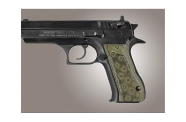 Image of Hogue Baby Eagle .40 / 9mm Jericho &amp; Uzi Eagle Checkered G-10 - G-Mascus OD Green Camo 76178