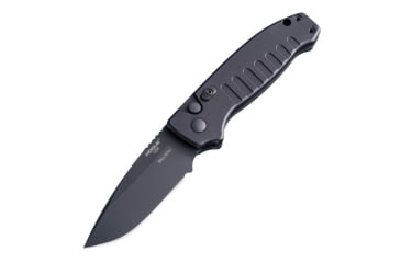 Image of Hogue Ballista I Automatic Folding Knife, 3.5in, 154CM Stainless Steel, Drop Point Blade, Black Cerakote Finish, Matte Black Aluminum Handle, 64130