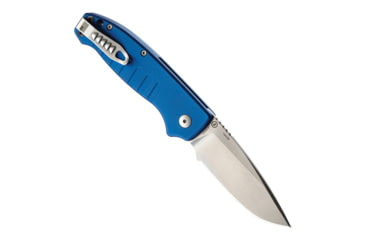 Image of Hogue Ballista I Automatic Folding Knife, 3.5in, 154CM Stainless Steel, Drop Point Blade, Tumbled Finish, Matte Blue Aluminum Handle, 64133