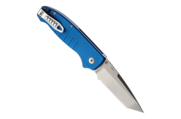 Image of Hogue Ballista I Automatic Folding Knife, 3.5in, 154CM Stainless Steel, Tanto Blade, Tumbled Finish, Matte Blue Aluminum Handle, 64123