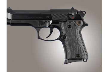 Image of Hogue Beretta 92 Compact Checkered G-10 - G-Mascus Black/Gray 93177-BLKGRY