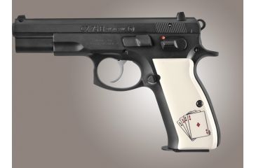 Image of Hogue CZ 75 Scrimshaw Ivory Polymer - Double Aces 75033