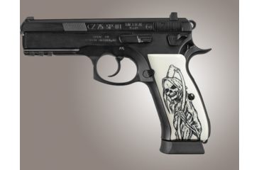 Image of Hogue CZ 75 Scrimshaw Ivory Polymer - Grim Reaper Full Body X2 75029