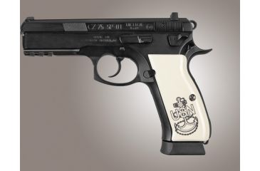Image of Hogue CZ 75 Scrimshaw Ivory Polymer - Navy insignia 75028