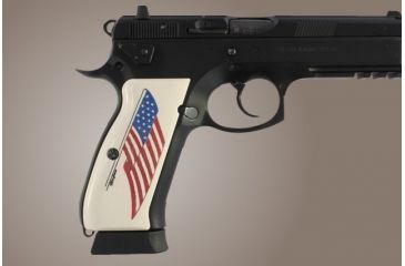 Image of Hogue CZ 75 Scrimshaw Ivory Polymer - American Flag 75022