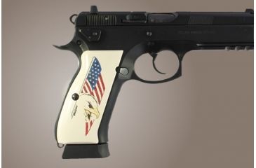 Image of Hogue CZ 75 Scrimshaw Ivory Polymer - Eagle with Flag 75023