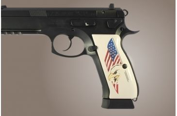 Image of Hogue CZ 75 Scrimshaw Ivory Polymer - Eagle with Flag 75023