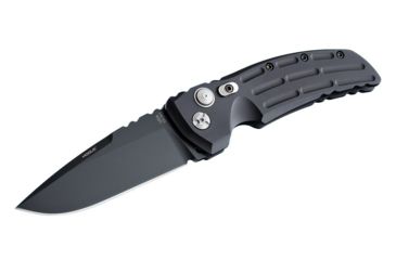 Image of Hogue EX-A01 Automatic Tactical Folding Knife, 4in, 154CM Stainless Steel, Black Cerakote Drop Point Blade, Matte Black Aluminum Handle, 34110