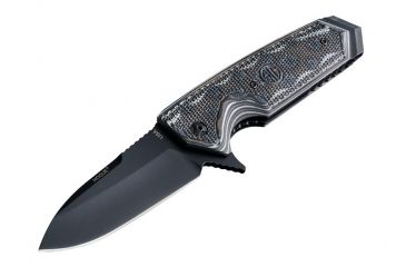 Image of Hogue EX-02 3.75in Sig Folder Spear Point Blade Flipper, Black Finish, G10 Scales, Black/Grey 36217