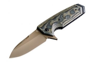 Image of Hogue EX-02 3.75in Sig Folder Spear Point Blade Flipper, Flat Dark Earth Finish, G10 Scales, Green 36218