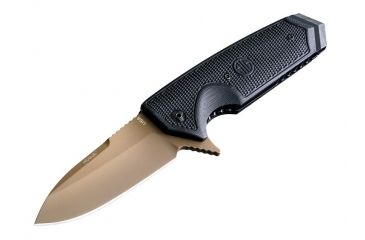 Image of Hogue EX-02 3.75in Sig Folder Spear Point Blade Flipper, Flat Dark Earth Finish, G10 Scales, Black 36219