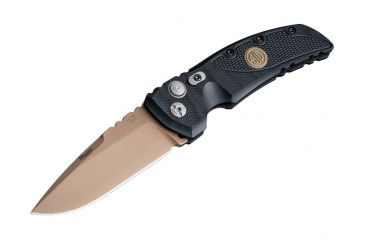 Image of Hogue EX-A01 Sig Emperor Scorpion Automatic Folding Knife,  3.5in, 154CM Stainless Steel, Drop Point Blade, FDE PVD, G-10 Frame Solid Black FDE Sig Medallion, 36130