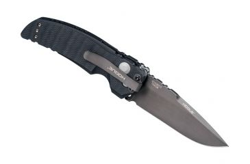 Image of Hogue EX-A01 Sig Tactical Automatic Folding Knife, 3.5in, 154CM Stainless Steel, Drop Point Blade, Grey PVD, G-10 Frame Solid Black Black Sig Medallion Handle, 36132