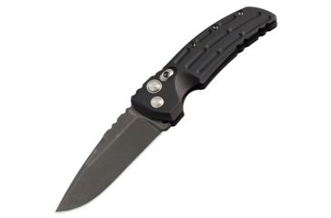 Image of Hogue EX-A01 Automatic Tactical Folding Knife, 3.5in, 154CM Stainless, Drop Point Blade Tumbled Finish, Matte Black Aluminum Handle, 34136