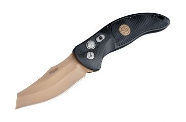 Image of Hogue EX-A04 3.5in Sig Emperor Scorpion Automatic Folder Wharncliffe Blade, FDE PVD, G-10 Frame - Solid Black - FDE Sig Medallion 36420