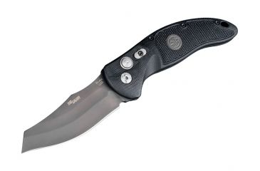 Image of Hogue EX-A04 Sig Tactical Automatic Folding Knife, 3.5in, Wharncliffe Blade, Grey PVD, G-10 Frame Solid Black/Black Sig Medallion, 36422