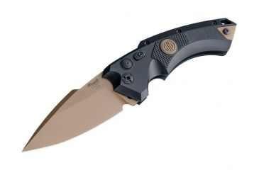 Image of Hogue EX-A05 Sig Emperor Scorpion Automatic Folding Knife, 3.5in, Spear Point Blade, FDE PVD Finish, Black Aluminum/G10 Frame, 36530