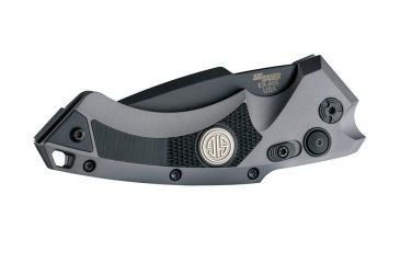 Image of Hogue EX-A05 Sig Tactical Automatic Folding Knife, 3.5in, Spear Point Blade, Black Finish, Grey Aluminum/Black G10 Frame, 36532
