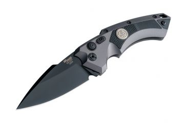 Image of Hogue EX-A05 Sig Tactical Automatic Folding Knife, 3.5in, Spear Point Blade, Black Finish, Grey Aluminum/Black G10 Frame, 36532