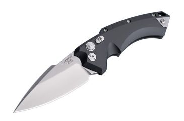 Image of Hogue EX-A05 Automatic Folding Knife, 3.5in, CPM 154 Stainless Steel, Spear Point Blade, Stone Tumbled, Matte Black Aluminum Handle, 34530