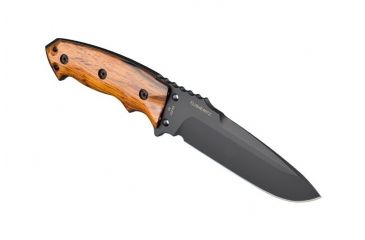 Image of Hogue EX-F01 5 1/2in. Fixed Drop Point Blade A-2 Black Kote Wood Scales, Coco Bolo 35176