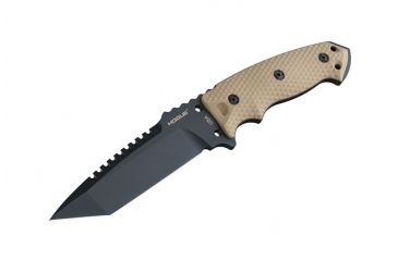 Image of Hogue EX-F01 5.5in Fixed Tanto A-2 Steel Blade w/Black Automatic Retention Sheath, Black Finish, G10 Flat Dark Earth Scales 35127