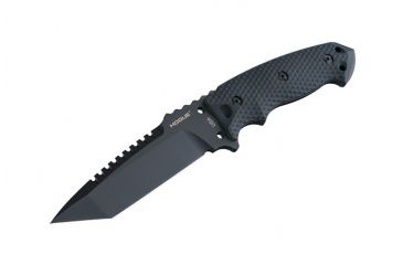 Image of Hogue EX-F01 5.5in Fixed Tanto A-2 Steel Blade w/Black Automatic Retention Sheath, Black Finish, G10 Solid Black Scales 35129