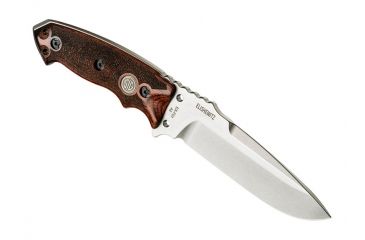 Image of Hogue EX-F01 5.5in Sig Fixed Drop Point Blade, A-2 Bead Blast, Clear Finish, Black Sheath, Reinforced Rosewood Scales Sig Medallion 37175
