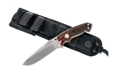 Image of Hogue EX-F01 5.5in Sig Fixed Drop Point Blade, A-2 Bead Blast, Clear Finish, Black Sheath, Reinforced Rosewood Scales Sig Medallion 37175