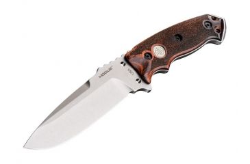 Image of Hogue EX-F01 5.5in Sig Fixed Drop Point Blade, A-2 Bead Blast, Clear Finish, Black Sheath, Reinforced Rosewood Scales Sig Medallion 37175