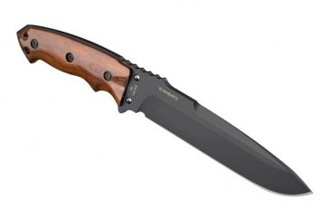 Image of Hogue EX-F01 7in. Fixed Drop Point Blade A-2 Black Kote Wood Scales, Coco Bolo 35156