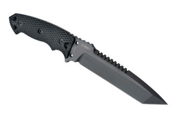 Image of Hogue EX-F01 7in Fixed Tanto A-2 Steel Blade w/Black Automatic Retention Sheath, Black Finish, G10 Solid Black Scales, 35109
