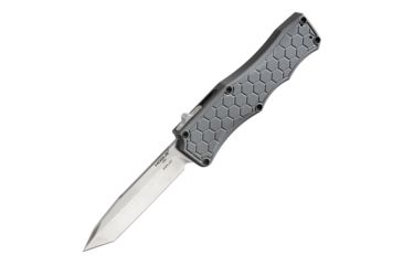 Image of Hogue Exploit Automatic Folding Knife, 3.5in, CPM S30V Stainless Steel, Tanto Blade, Stone Tumbled, Matte Grey Aluminum Handle, 34042