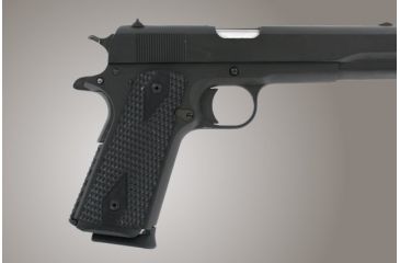 Image of Hogue Govt. G-10 Magrip Kit - Piranha Grip Flat Mainspring Solid Black 01229