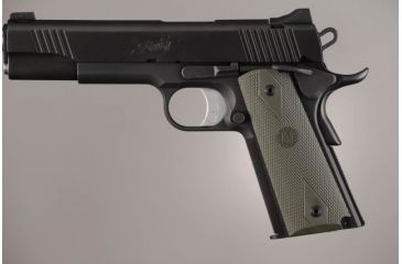 Image of Hogue Govt. Model Rubber Grip Panels Checkered W/Diamonds OD Green 45011