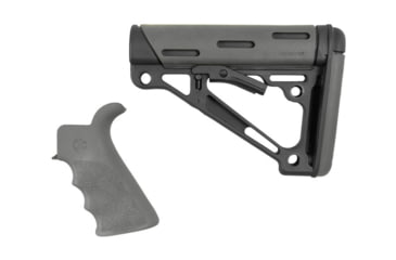 Image of Hogue Grooved Beavertail Grip &amp; Collapsible Buttstock Kit, AR-15/M16, Commercial Buffer Tube, Slate Grey, Universal, 15555