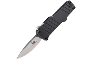 Image of Hogue HK Micro Incursion Automatic Folding Knife, 1.95in, 154CM Stainless Steel, Out the Front Automatic Clip Point Blade, Tumbled Finish, Matte Black, 54030-EXLKRL