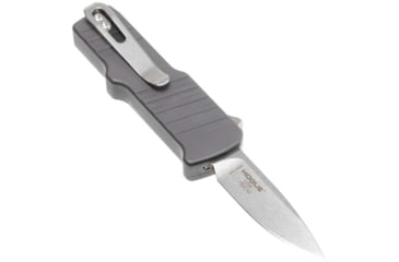 Image of Hogue HK Micro Incursion Automatic Folding Knife, 1.95in, 154CM Stainless Steel, Out the Front Automatic Clip Point Blade, Tumbled Finish, Matte Grey, 54032-EXLKRL