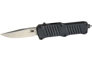 Image of Hogue HK Mini Incursion Automatic Folding Knife, 2.95in, Stainless Steel, Clip Point Blade, Aluminum Matte Black, 54050H