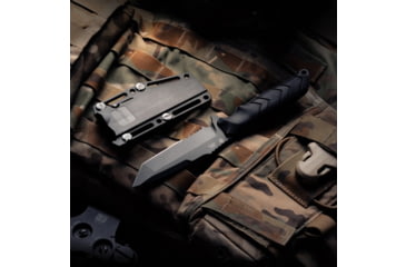 Image of Hogue Fray 4.2in Fixed Blade Knife, Stainless Steel, Tanto Blade, Rubber Handle, Black, NSN 1095-01-466-8569, 55349