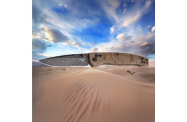 Image of Hogue Mysto Folding Knife, 3.4in, CPM MagnaCut Stainless Steel, Drop Point, Richlite Brown Handle, Earth, 24453