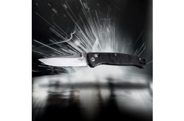 Image of Hogue Mysto 3.4in ABLE Lock Folding Knife, CPM MagnaCut Stainless Steel, Drop Point Blade, Richlite Black Diamond/Metal Element Handle, 24457