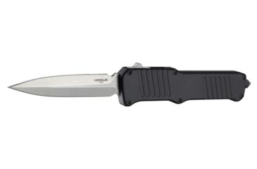 Image of Hogue Incursion Automatic Folding Knife, 3.9in, 154CM Stainless Steel, Stone Tumbled, Dagger Blade, Matte Black Aluminum Handle, 54060-EXLKRL