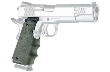 Image of Hogue Laser Enhanced Grip - Govt. Model Rubber Grip with Finger Grooves OD Green 45081