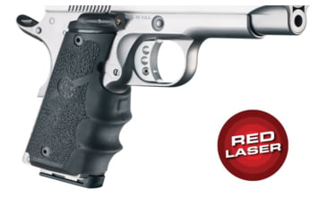 Image of Hogue Red Laser Enhanced Grip, 1911 Officers, OverMolded Rubber, Black, 43080